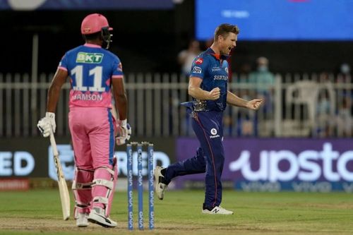 James Neesham celebrates after dismissing Sanju Samson. Pic: IPLT20.COM