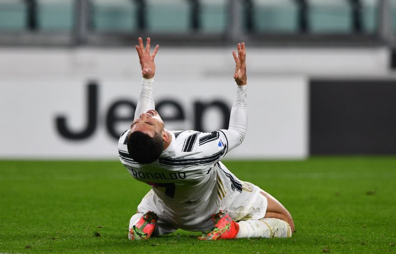 Ronaldo reacts in frustration in a Serie A match