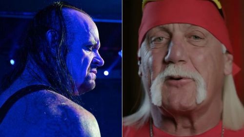 The Undertaker (left); Hulk Hogan (right)