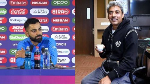 Indian cricket captain Virat Kohli (L) and Ajay Jadeja