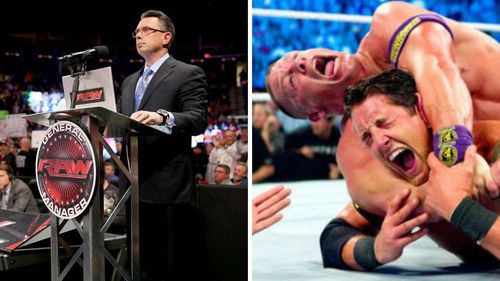 The anonymous RAW GM (left); Team WWE's win over Nexus (right)