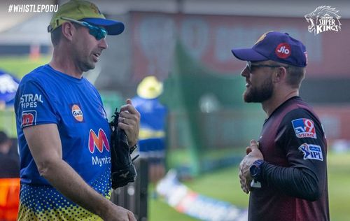 Scott Styris heaped praise on Stephen Fleming (L) and Brendon McCullum. (Image source: CSK/Instagram)