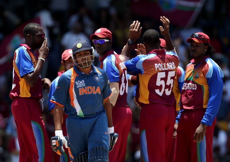 Rohit Sharma reacts after he is given out against West Indies in a 2010 T20 World Cup clash. Pic: Getty Images