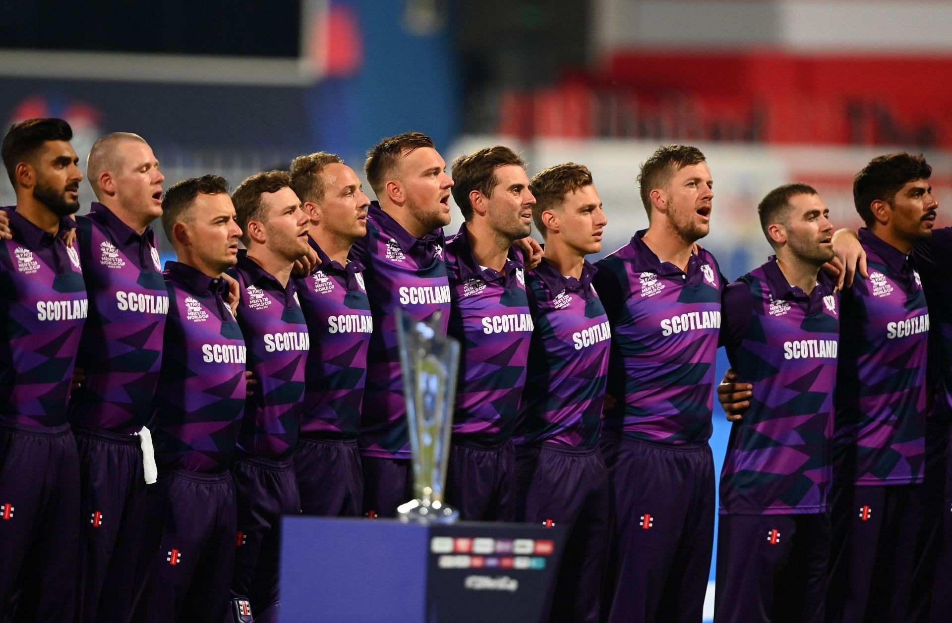 Scotland Cricket Team at the ICC Men&#039;s T20 World Cup 2021.