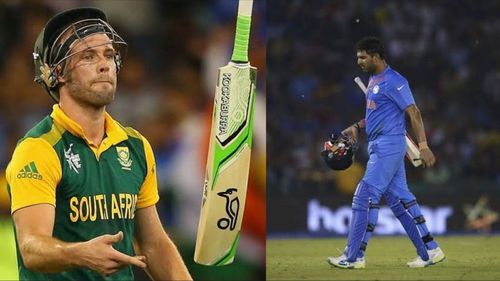 AB de Villiers (L) and Yuvraj Singh will miss the T20 World Cup for the first time since the tournament's inception