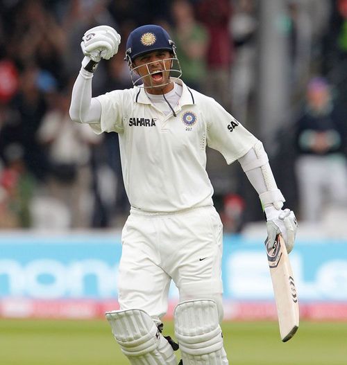 Rahul Dravid after finally scoring a Test ton at Lord's in 2011 [Image- Getty].