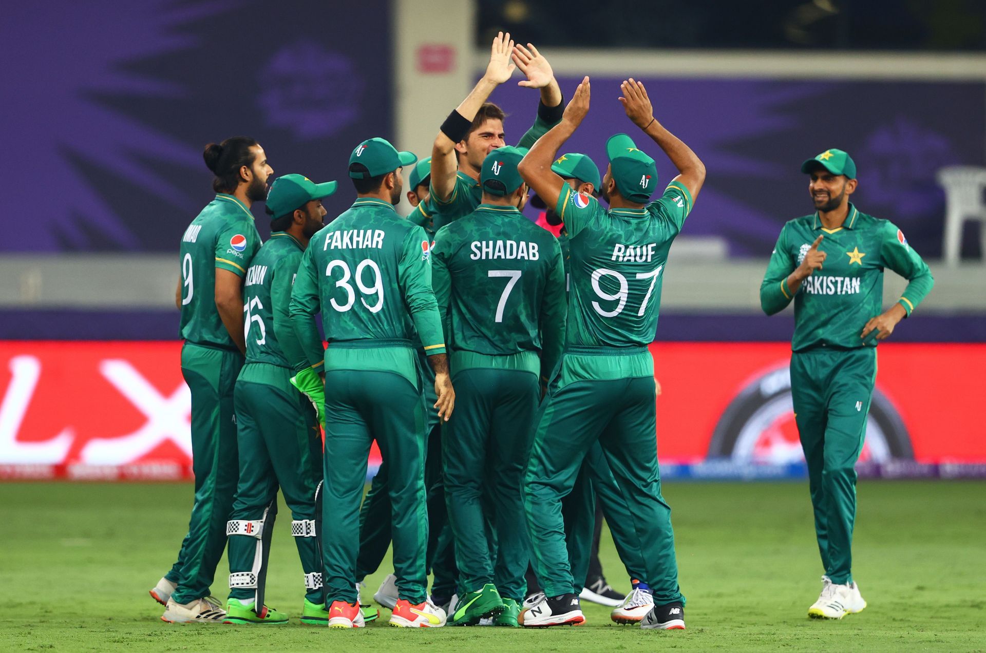 Shaheen Afridi celebrates the wicket of Rohit Sharma. Pic: Getty Images