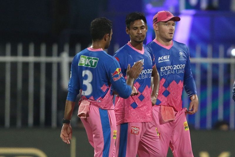 Mustafizur Rahman (center) has been one of RR's best players in the UAE leg.