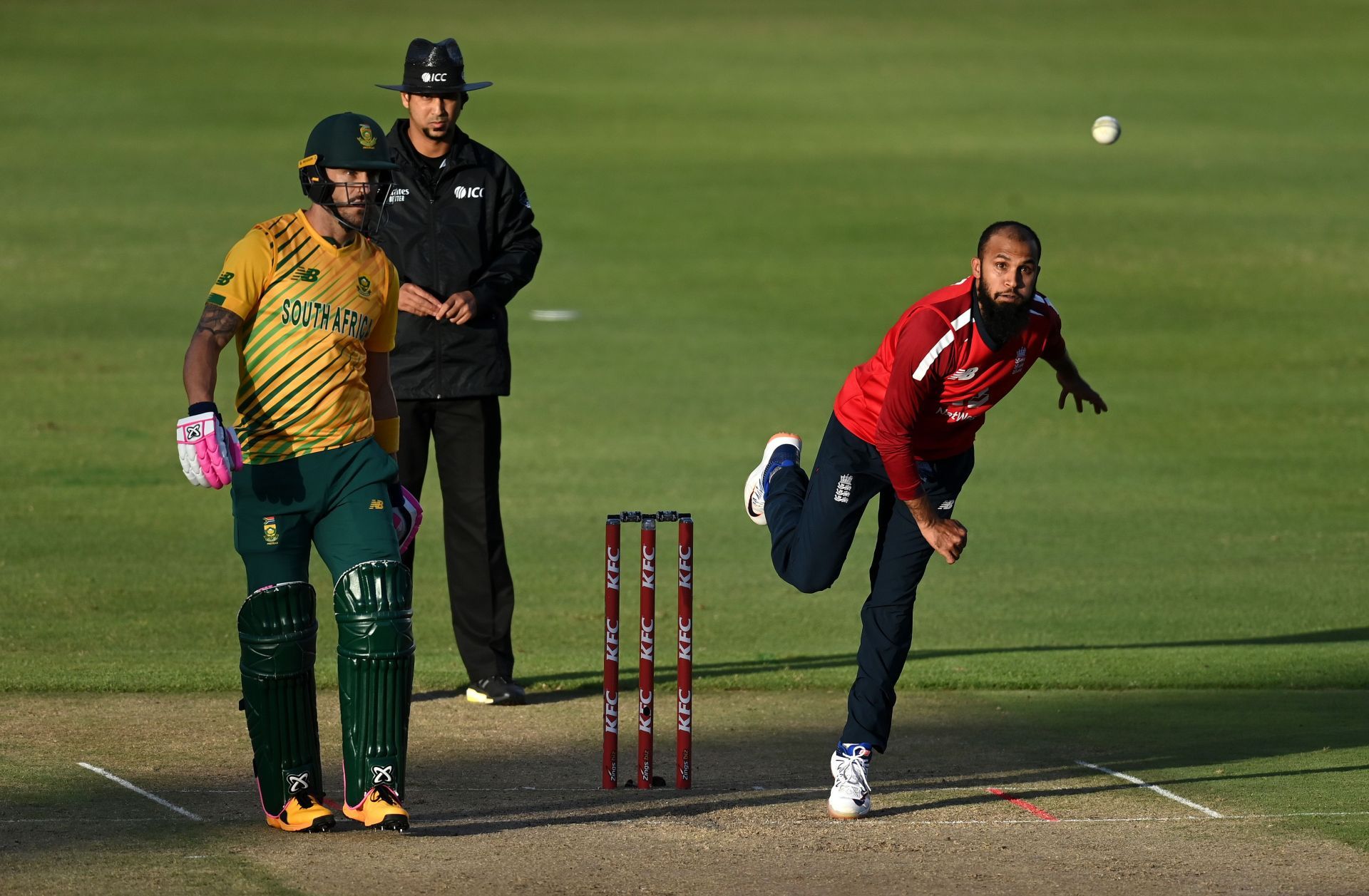 Adil Rashid bowling against South Africa. Pic: Getty Images