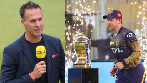 Michael Vaughan (left) and KKR captain Eoin Morgan (right).