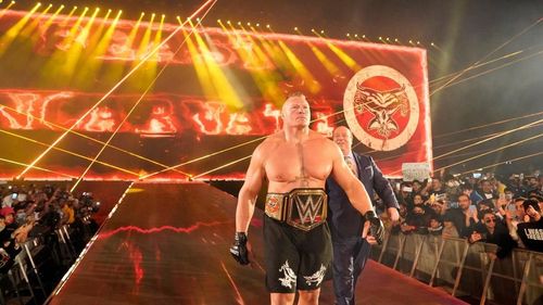 Brock Lesnar making his entrance as Universal Champion