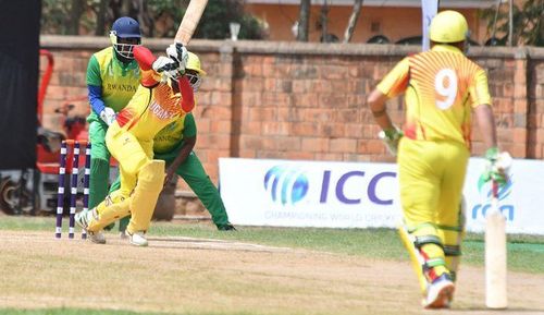 The Ugandan team in action against Rwanda. (Image Credits: Twitter)