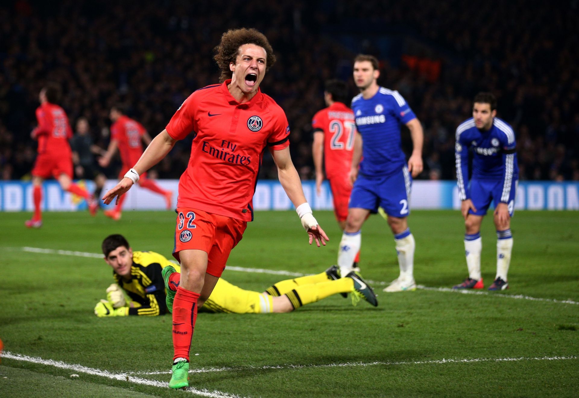 Luiz after scoring against Chelsea