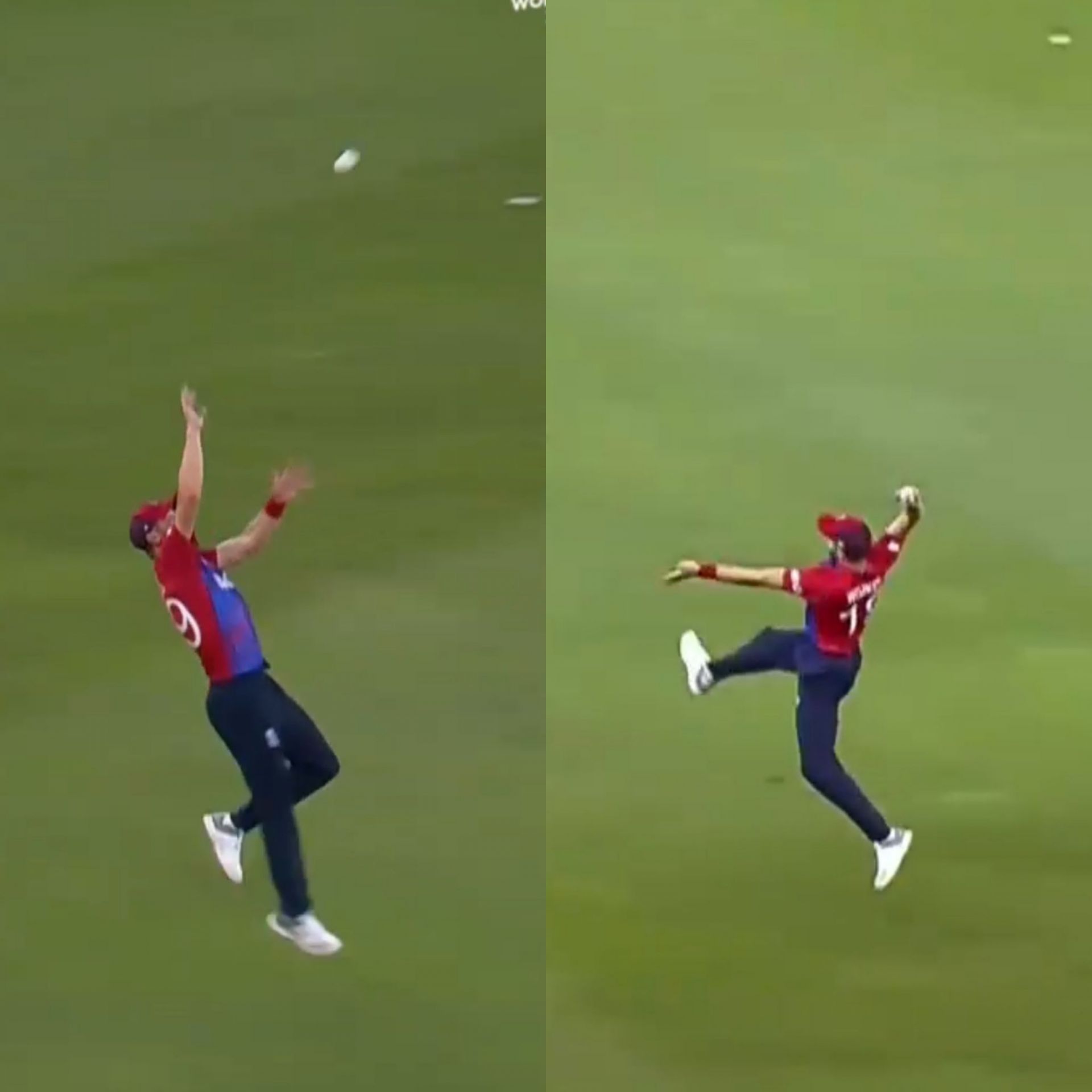 Chris Woakes takes a magnificent catch at mid-on.