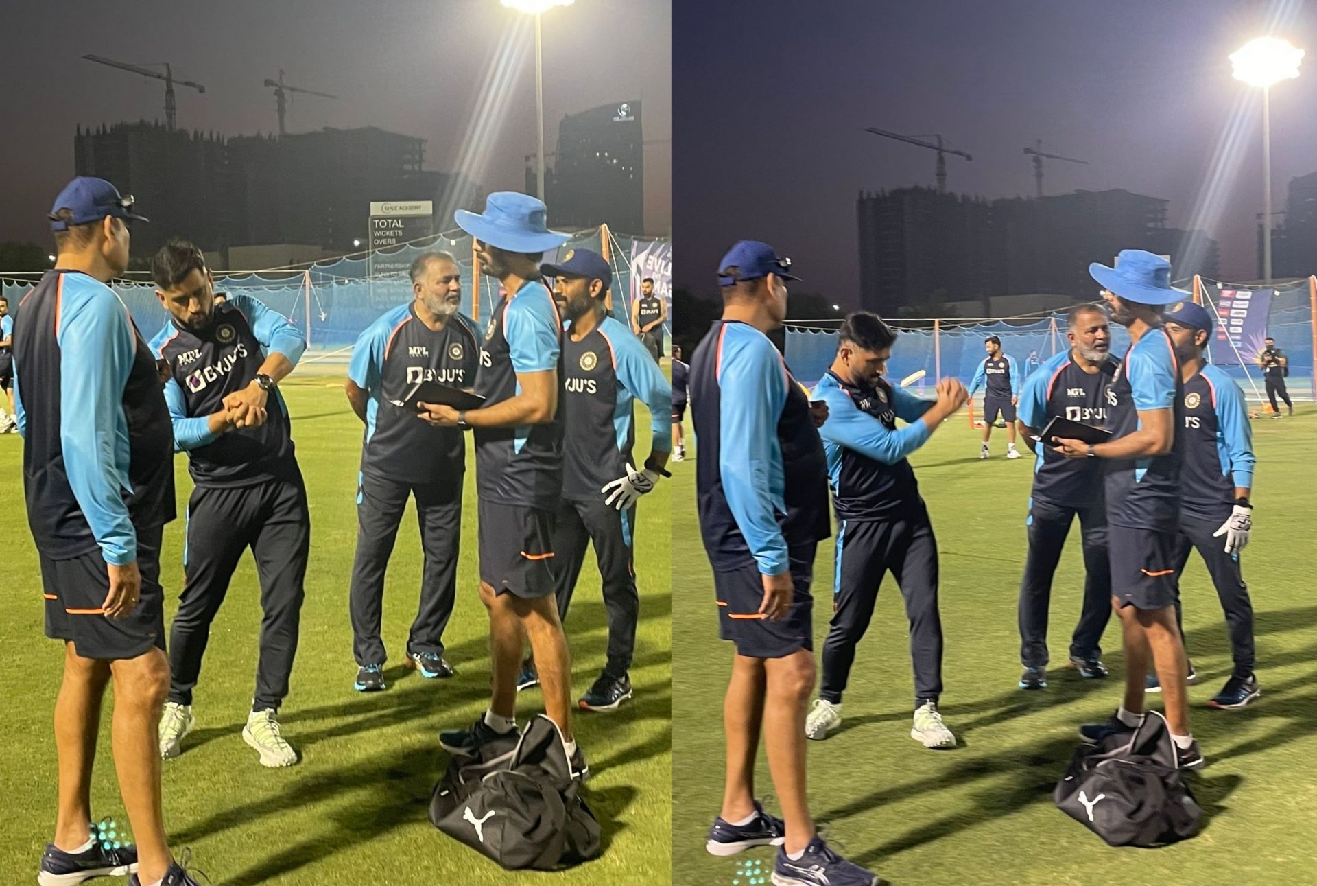 MS Dhoni in the company if other coaching staff members. (Image: BCCI)