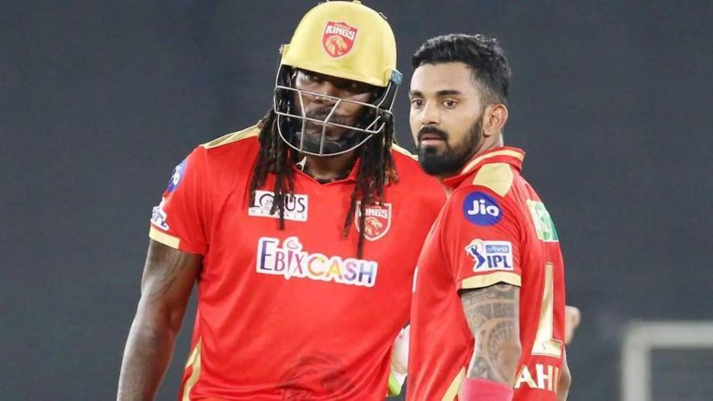 Chris Gayle and KL Rahul. (Image Credits: Twitter)