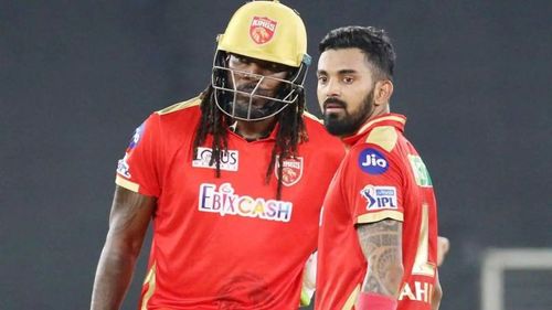 Chris Gayle and KL Rahul. (Image Credits: Twitter)