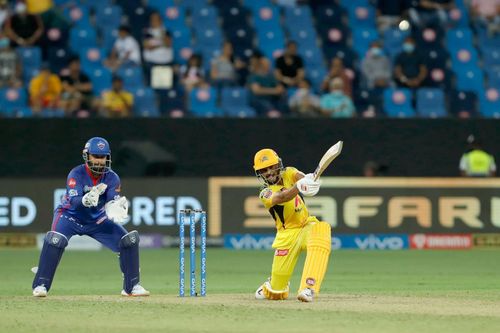 Ruturaj Gaikwad batting during Qualifier 1 of IPL 2021 against Delhi Capitals (DC). Pic: IPLT20.COM