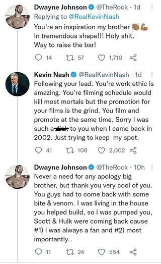 Nash apologized to The Rock on Twitter