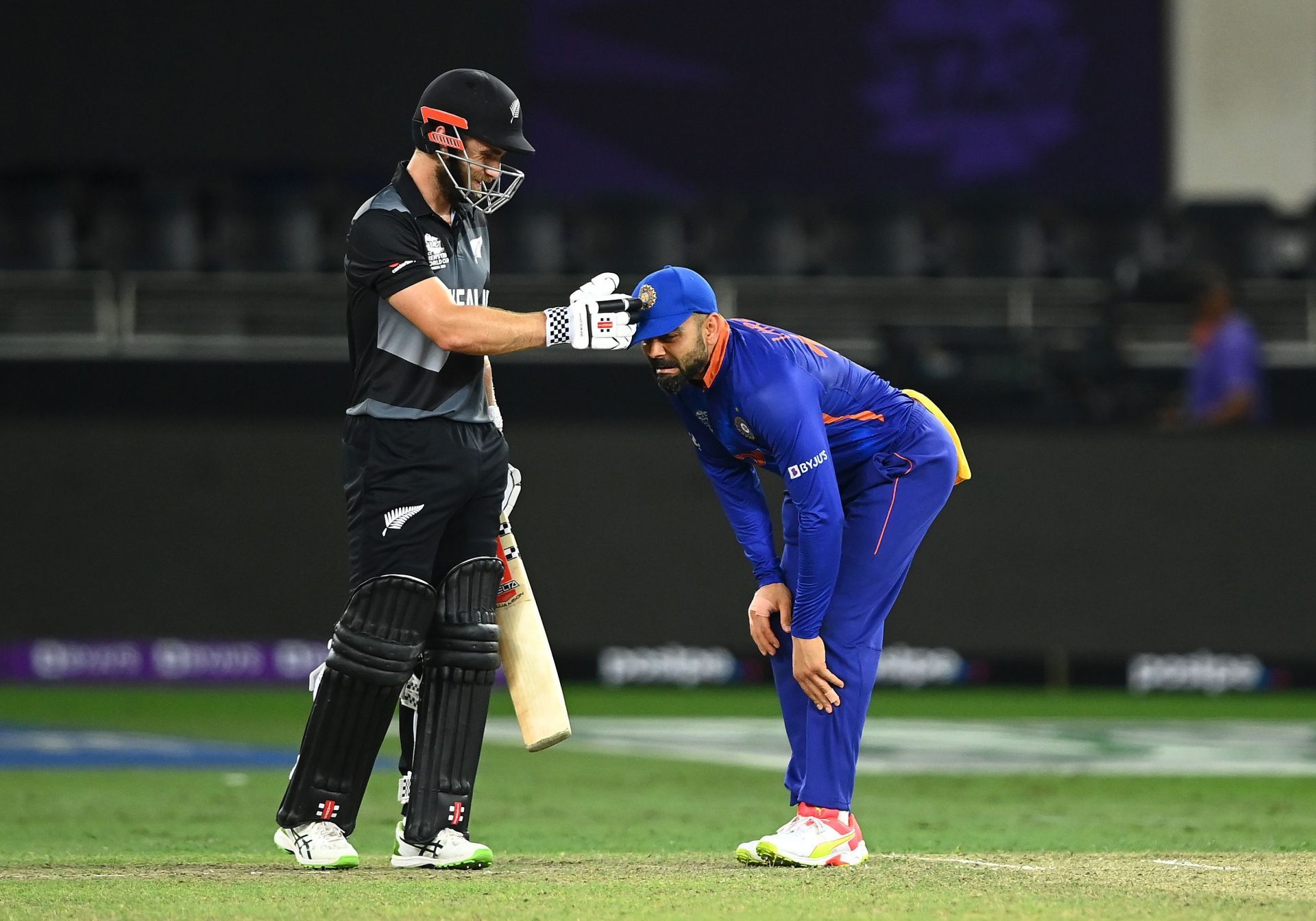 The picture says it all. Kane Williamson and Virat Kohli. Pic: Getty Images
