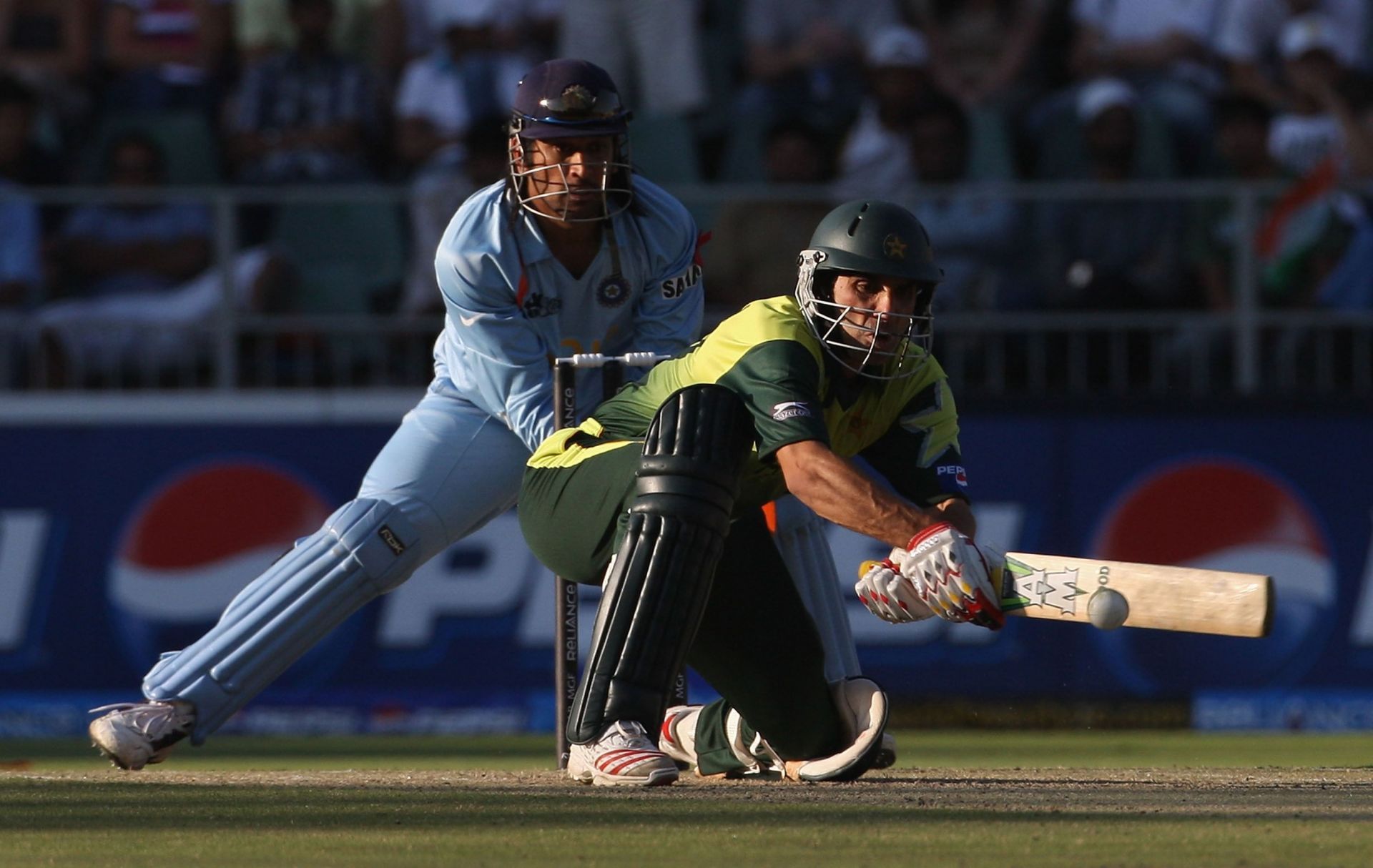 Misbah-ul-Haq bats during the 2007 T20 World Cup final against India. Pic: Getty Images