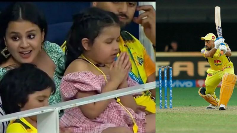 Ziva Singh Dhoni was at the Dubai International Cricket Stadium yesterday to support her father&#039;s team Chennai Super Kings (Image Source: Instagram/IPLT20.com)