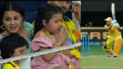 Ziva Singh Dhoni was at the Dubai International Cricket Stadium yesterday to support her father's team Chennai Super Kings (Image Source: Instagram/IPLT20.com)