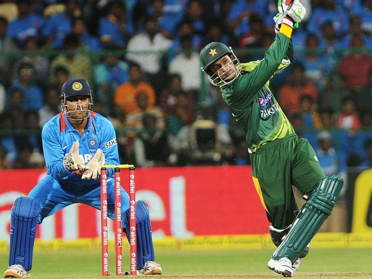 Shoaib Malik in action against India