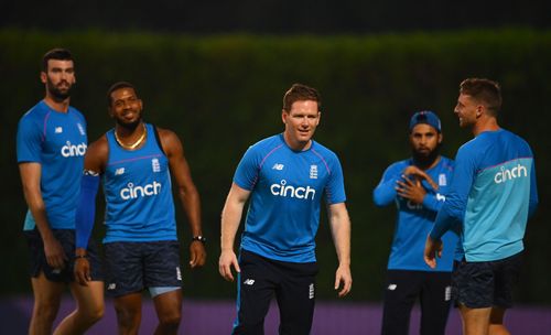 Eoin Morgan with England teammates. (Credits: Getty)