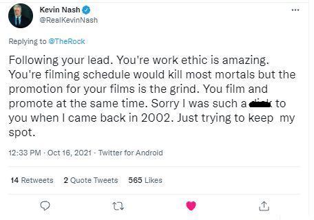 Kevin Nash&#039;s heartfelt response to The Rock