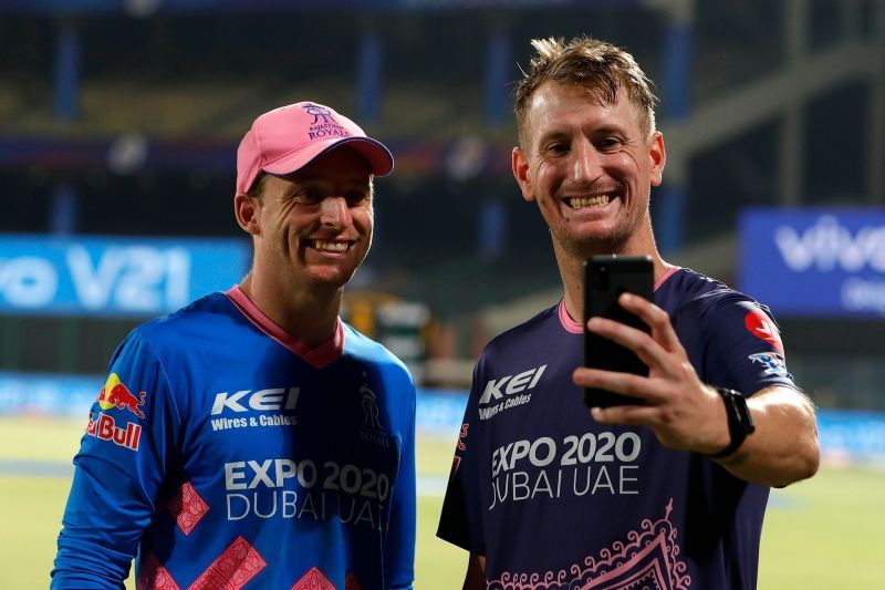 Chris Morris taking a selfie with his teammate Jos Buttler