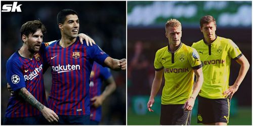  Barcelona's Messi and Suarez; Dortmund's Reus and Lewandowski