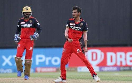 IPL 2021: Yuzvendra Chahal celebrates a wicket against Punjab Kings.