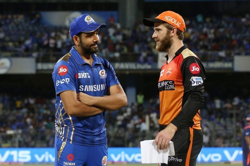 MI and SRH captains Rohit Sharma (L) and Kane Williamson.