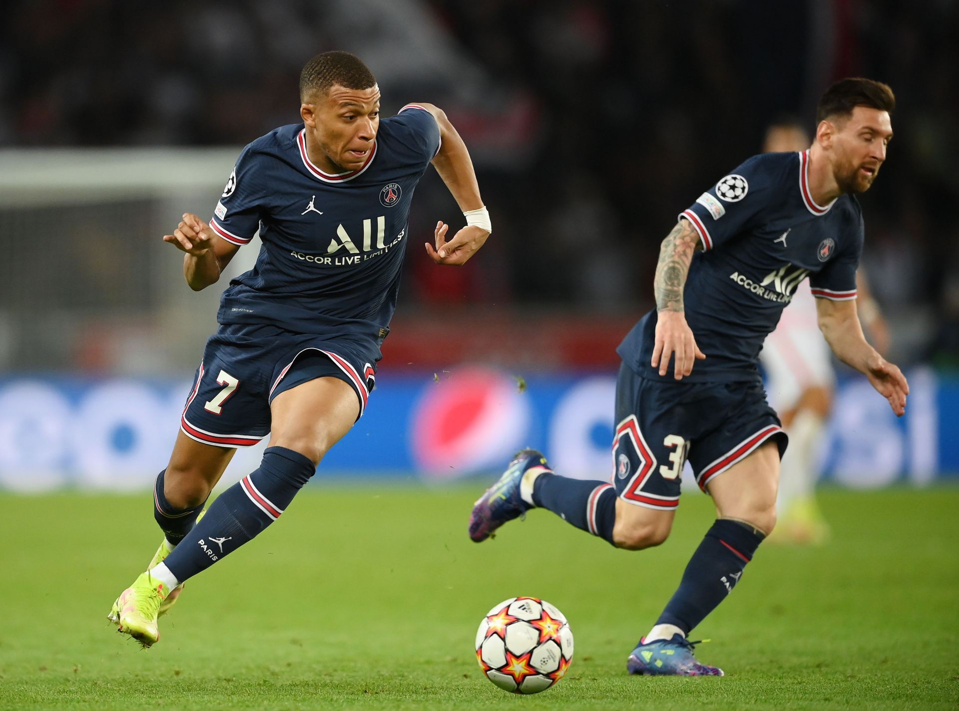 Messi and Mbappe in action for PSG