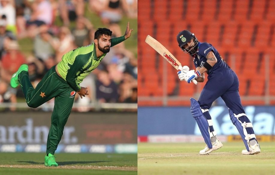 Shadab Khan and Virat Kohli. Pics: Getty Images