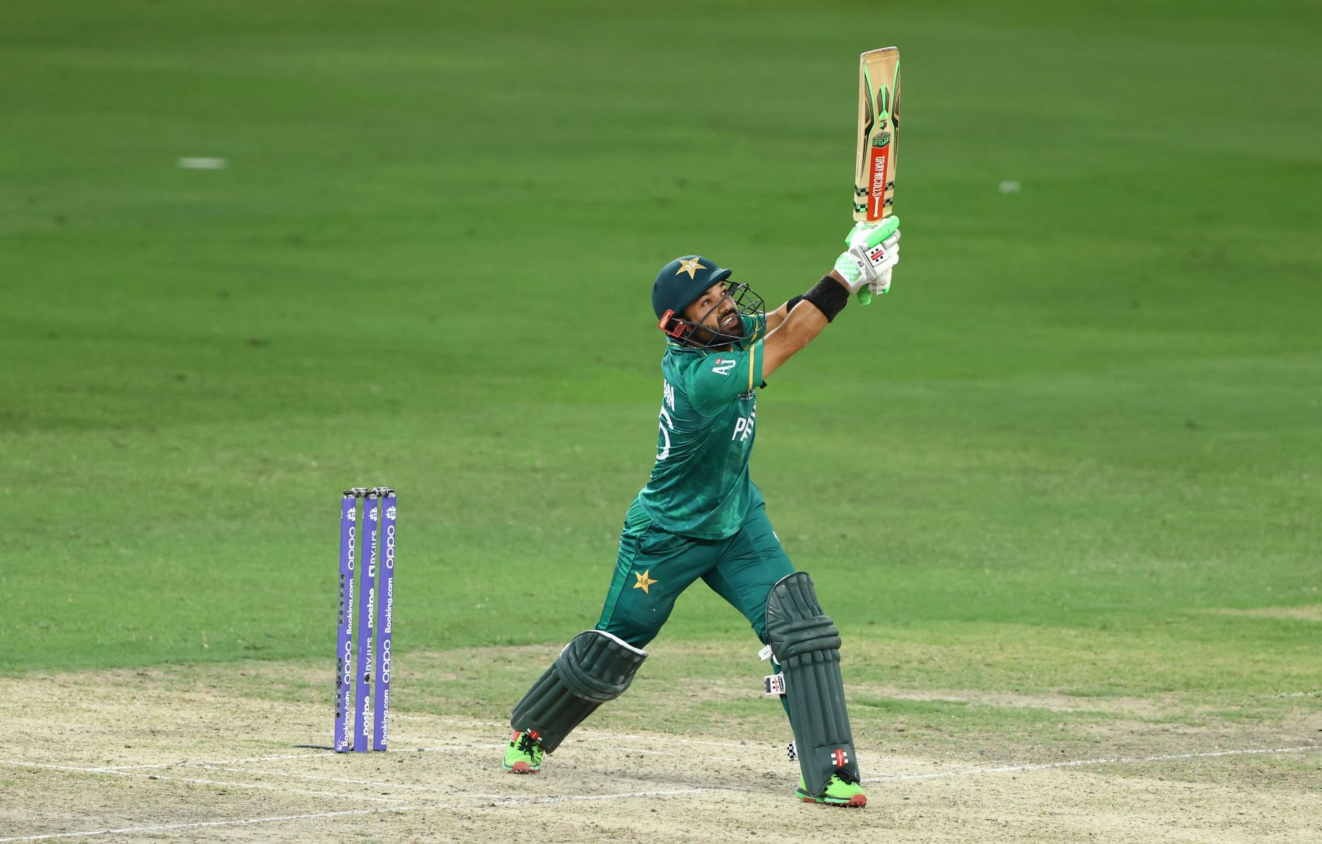 Mohammad Rizwan in action for Pakistan v Australia - ICC Men's T20 World Cup Semi-Final 2021