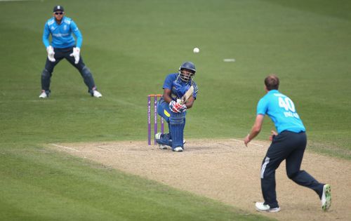 Bhanuka Rajapaksa batting in a match against the England Lions