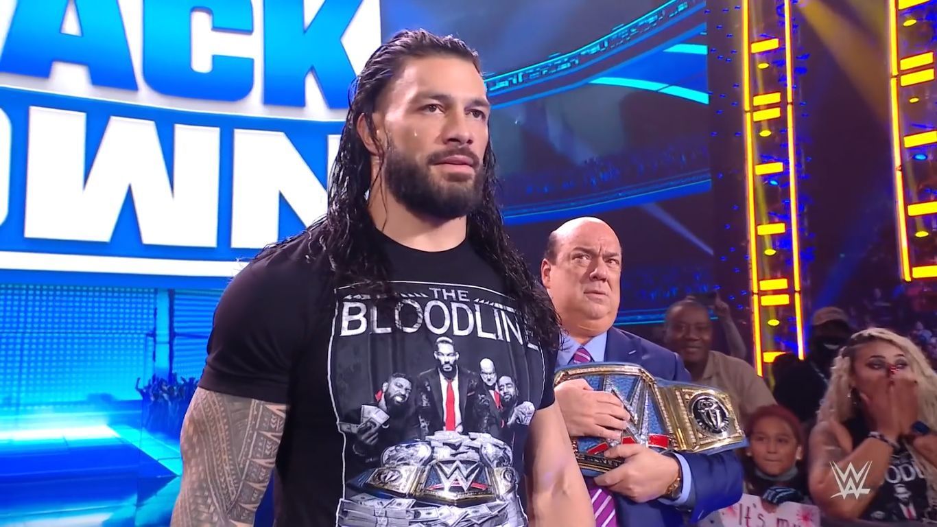 Roman Reigns rocking a &#039;Bloodline&#039; T-shirt