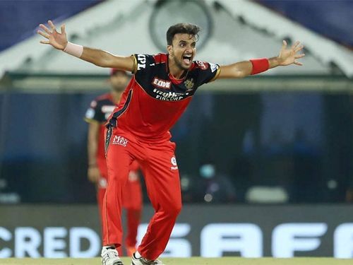 Harshal Patel bowling for Royal Challengers Bangalore. Pic: IPLT20.COM