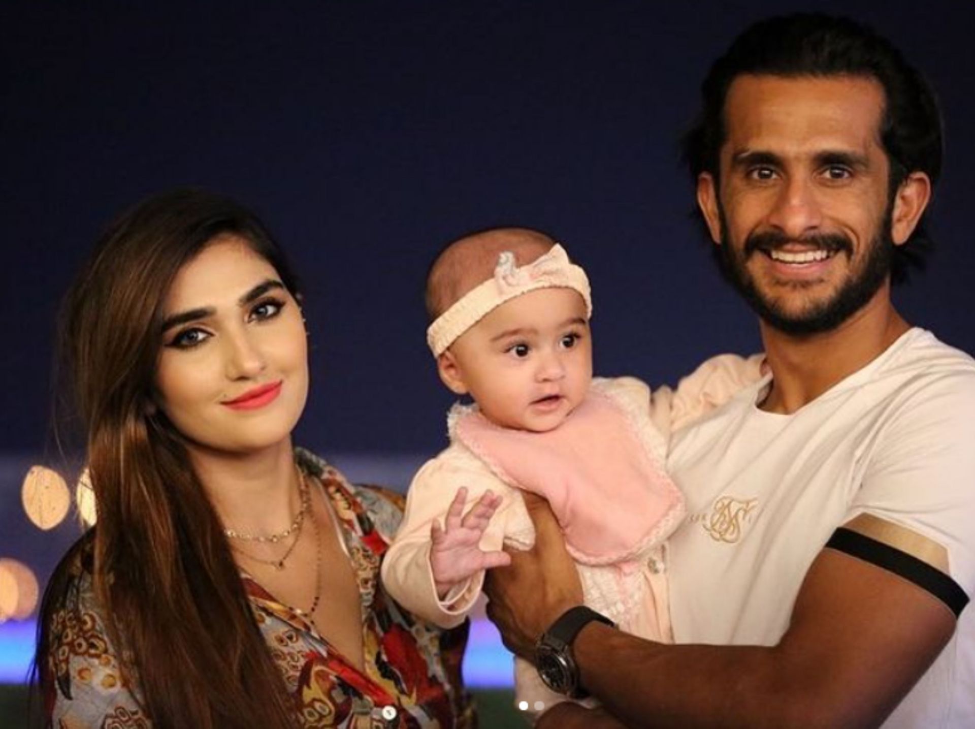 Hasan Ali with his wife Samiya Hassan Ali and child. (Pic credit: Samiya Hassan Ali Instagram).