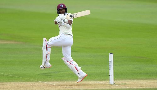 Kraigg Brathwaite in action in the England vs West Indies: Day 3 - First Test