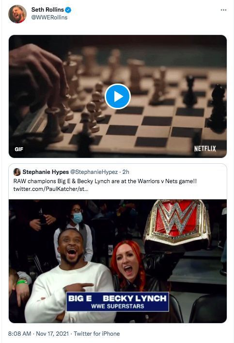 Seth Rollins' tweet after Becky Lynch and Big E were spotted together