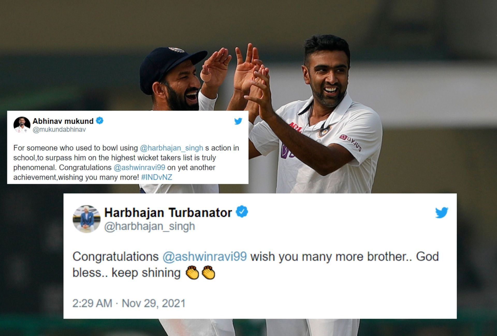 Twitterati heaps praise on Ravichandran Ashwin after he overtakes Harbhajan Singh&#039;s Test wickets tally