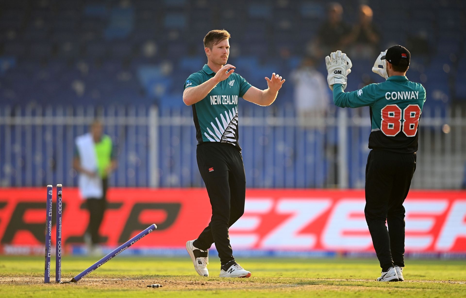 James Neesham celebrates a wicket against Namibia. Pic: Getty Images