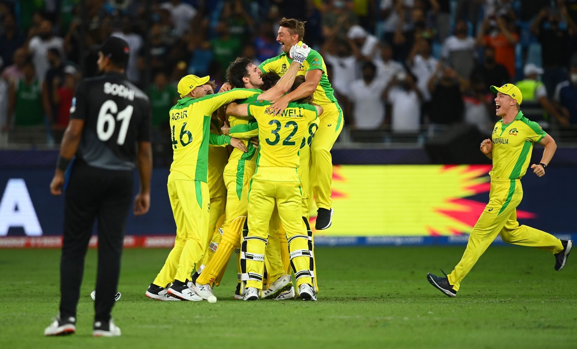 Australia celebrate after winning T20 World Cup 2021. Pic: Getty Images