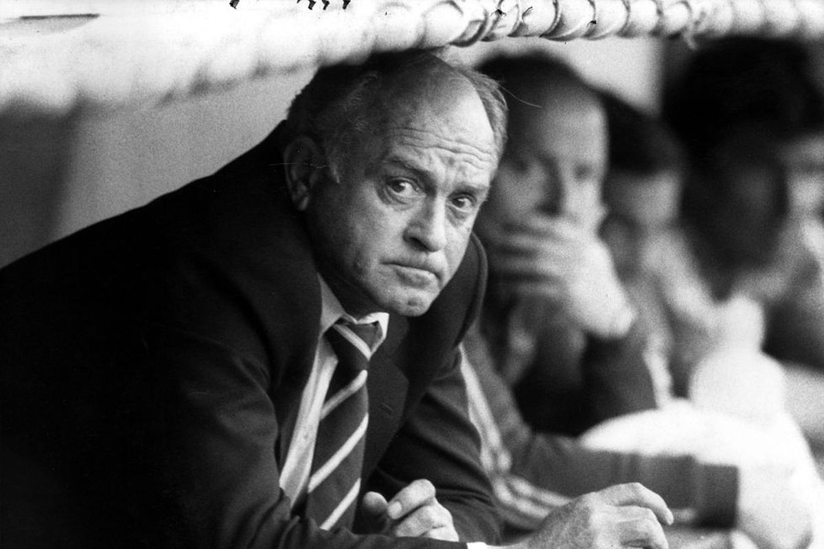 Alfredo di Stefano looks right at the camera for what turned out to be an iconic snap of the legend.