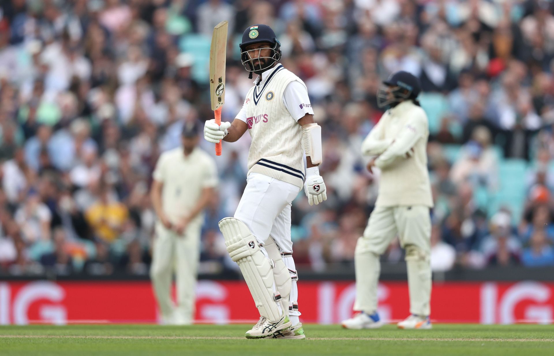 Cheteshwar Pujara played an aggressive brand of cricket for India against England (Credit: Getty Images)