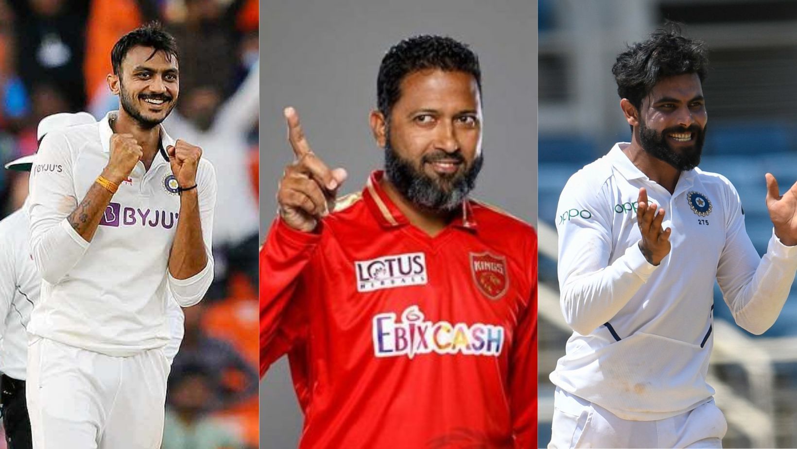 Wasim Jaffer (center) compares Axar Patel (L) and Ravindra Jadeja (R).