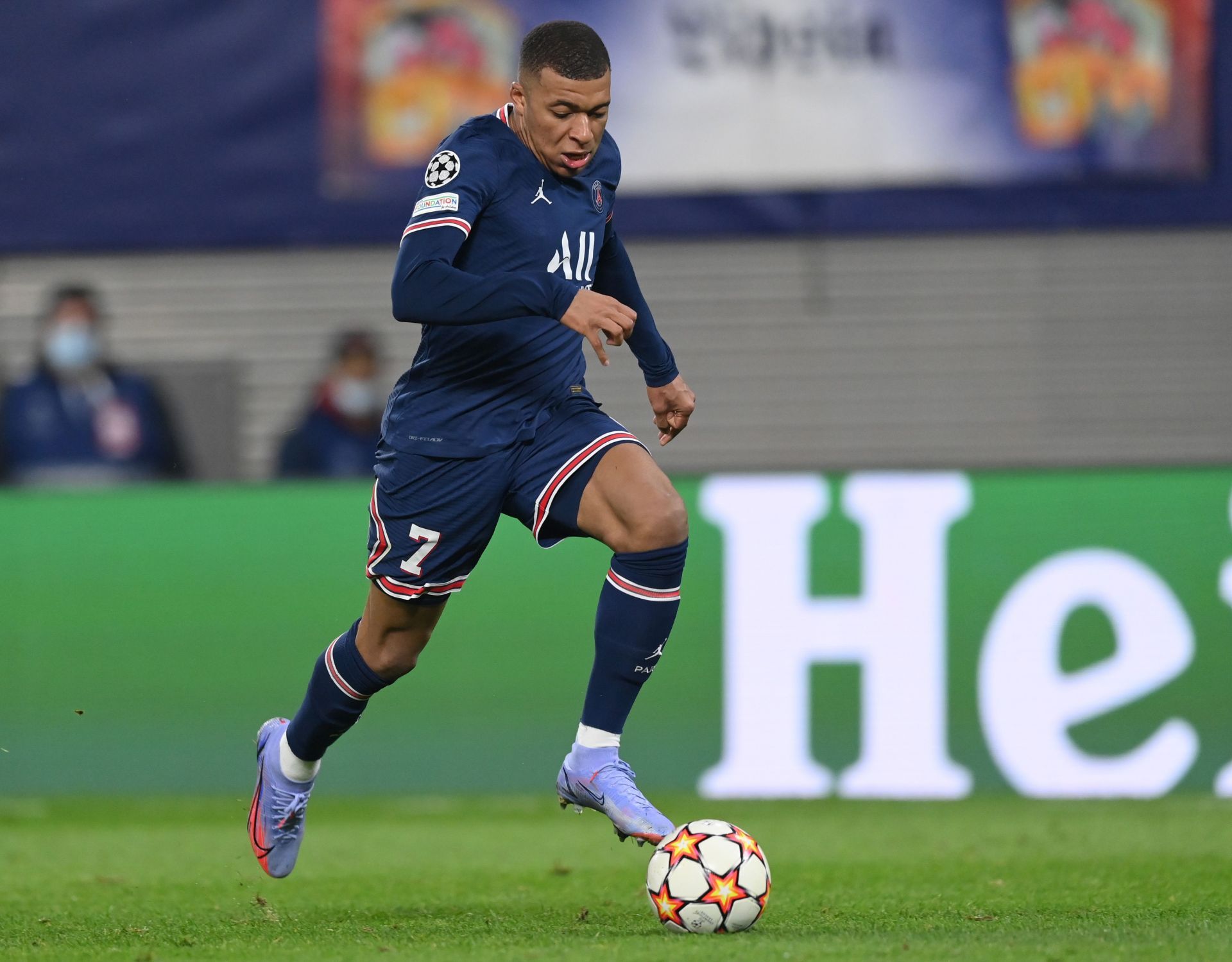 Kylian Mbappe in action for PSG